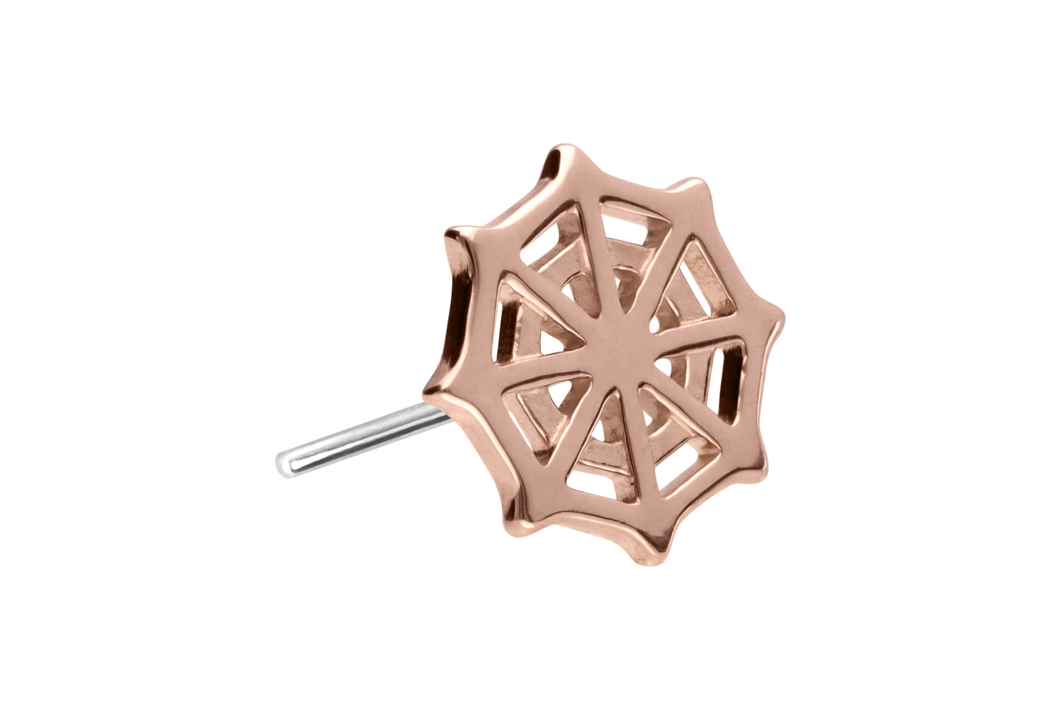 14 Karat Gold Aufsatz mit Titan Push Pin SPINNENNETZ von Piercingline